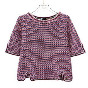 HW0126 Chanel Chanel Current Series Pink hook cotton round neck short-sleeved sw